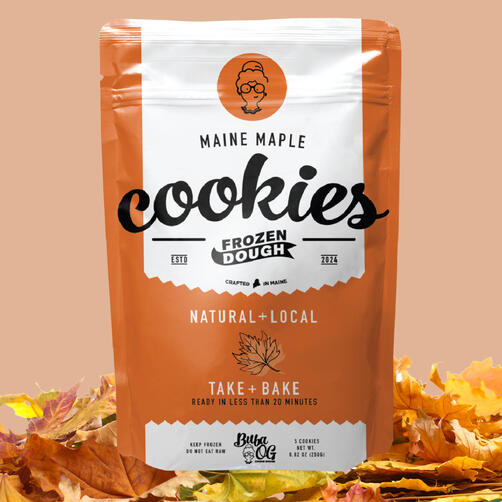 Our maple butter cookie. Image of cookie package.