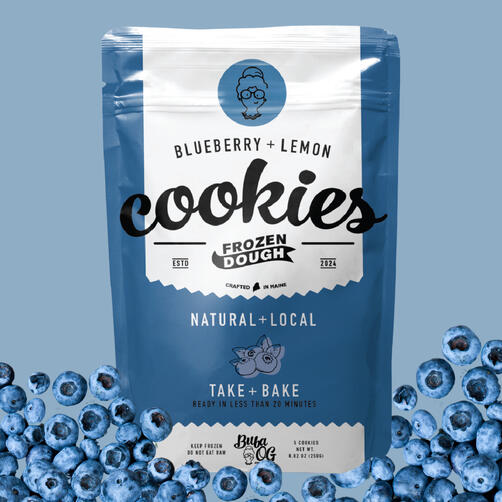 Our blueberry with lemon cookie. Image of cookie package.