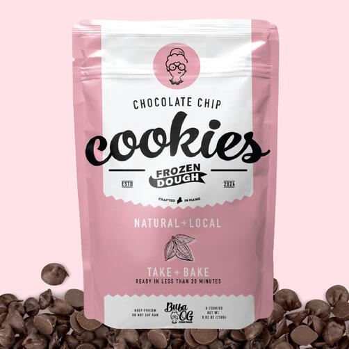 Our take on the chocolate chip cookie. Image of cookie package.